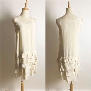 Garnet Hill Silk Sheath Dress Champagne Cream